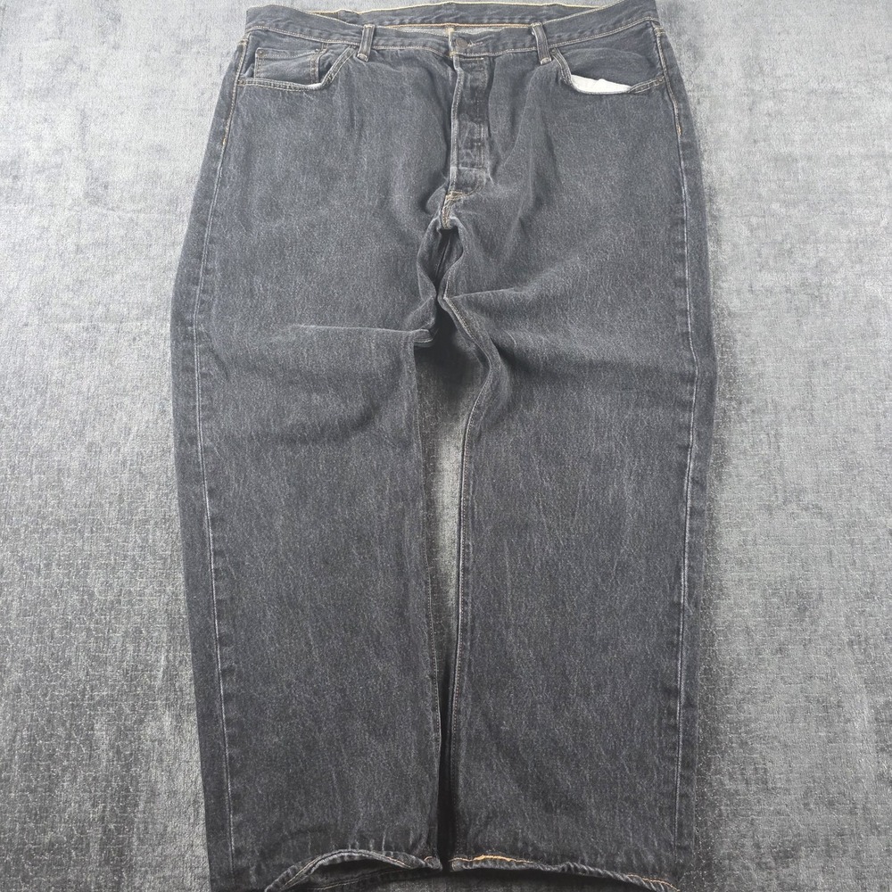 Levis 501xx Jeans Mens 42x32 (Fits 40x30) Faded Black Button Fly 100% Cotton Emo